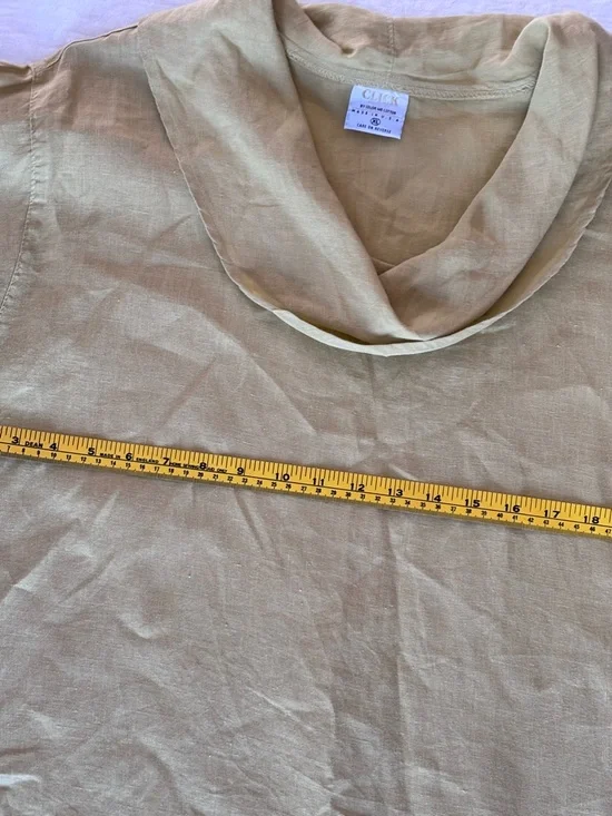 Women’s Click Colour Me Cotton 100% Linen Cowl Neck 3/4 sleeve Tunic Blouse - Picture 8 of 11